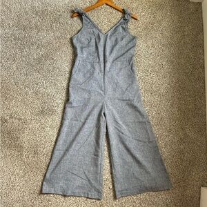 Doe & Rae Grey V-Neck Wide Leg Jumpsuit Small Jumper Casual Formal